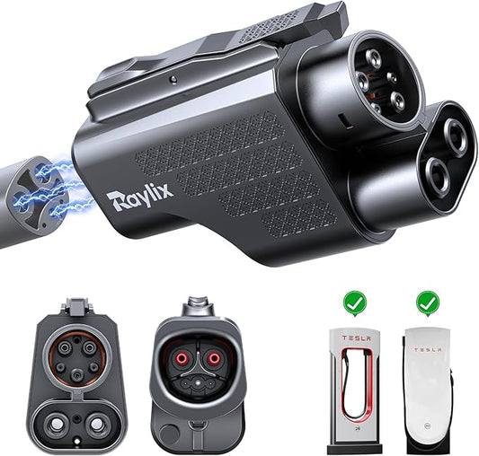 Raylix Tesla Supercharger to CCS1 Charger Adapter with UL 2252 Certification (Max 500V 1000A) [Fast Charge for CCS1 EV] NACS to CCS, NACS DC Adapter for Tesla V3 V4 Supercharger/Level 3 Charger