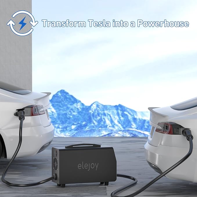 3KW EV Discharger V2L Adapter Discharge Gun Compatible with Tesla Model 3/Y/S/X After May 2019 NACS Standard Battery Protection 120V Output LCD Display Outdoor Camping Emergency