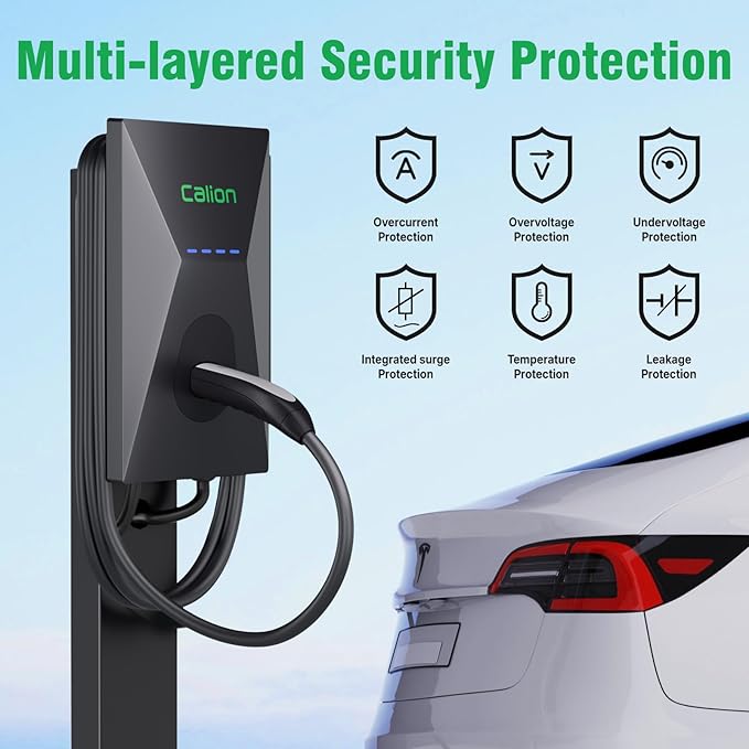 CALION Level 2 EV Charger for Tesla, 50 Amp, 240V Wall Connector,Smart APP Control, Fast Charging Home EV Charging Station with WiFi, Indoor/Outdoor,Applicable to Tesla Model Y/3/S/X