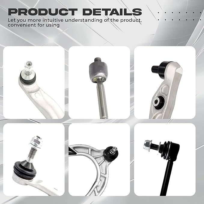 Suspension Front Control Arm Kit Compatible With 2017 2018 2019 2020 2021 Tesla Model 3 Sway Bar Link Front, Outer Tie Rod End & Inner Tie Rod End