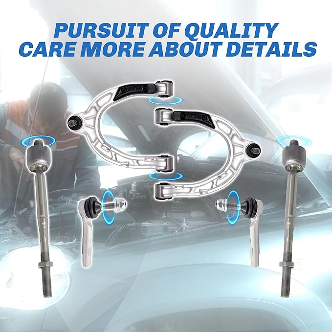 Suspension Front Upper and Lower Control Arm Kit Compatible With 2017-2021 Tesla Model 3, Sway Bar Link, Outer Tie Rod End & Inner Tie Rod End