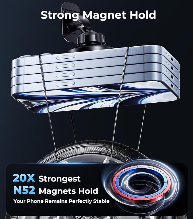 for MagSafe Car Mount Wireless Charger, 2-in-1 Dashboard and Air Vent Mount, Strong Adhesive, Heat Resistant, 360° Rotation, Magnetic Phone Holder for Your Car Accessories for iPhone 16/15 Pro Max