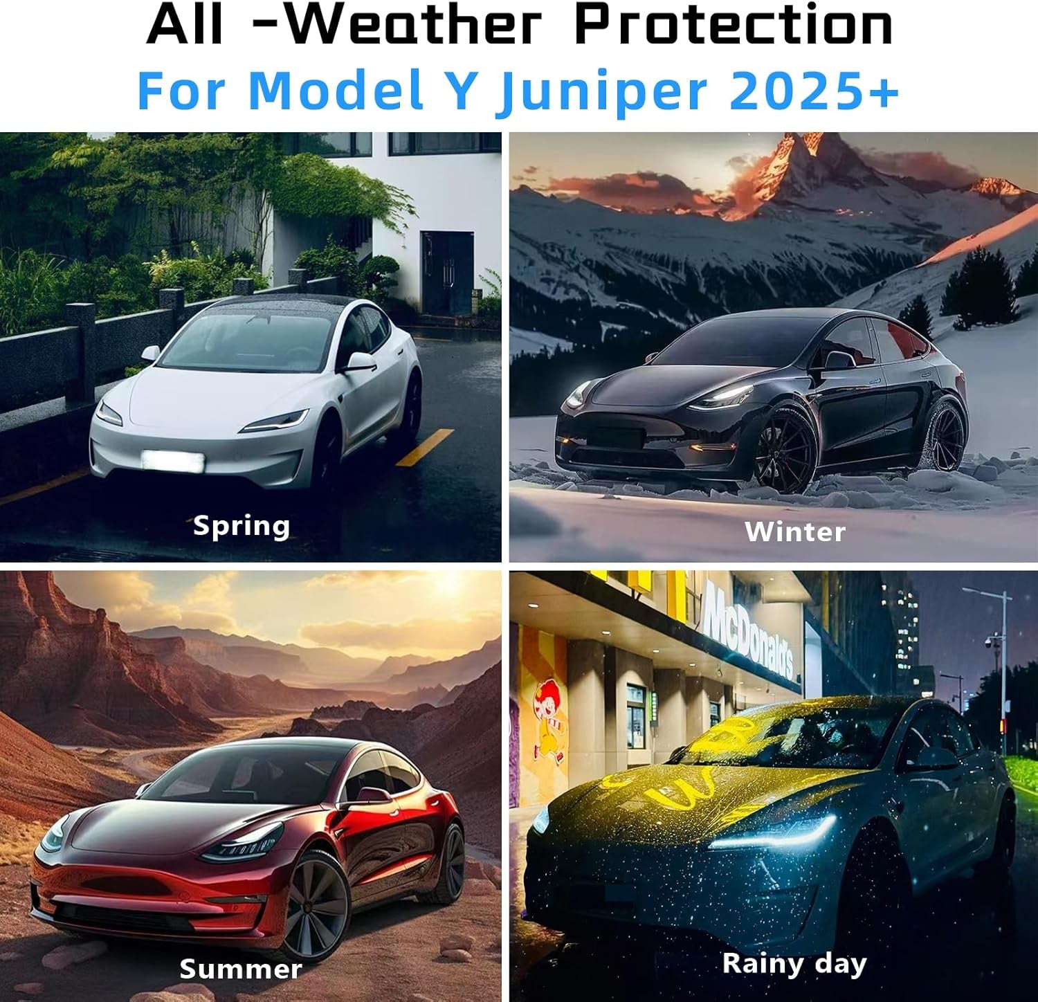 2025 2026 Mud Flaps for New Tesla Model Y Juniper [No Drilling, Protect Paint] 4Pcs PP+TPE Flexible Splash Guards, All-Weather Fender Guards Accessories