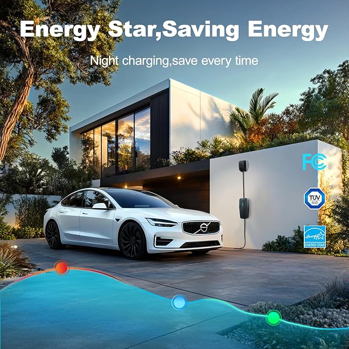 Level 2 EV Charger 32A 7KW - 20FT Cable & NEMA Adapter (14-50) - 240V Portable Electric Car Charger for All SAE J1772 EVs