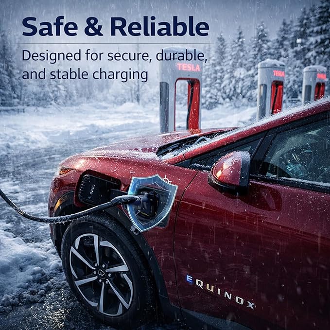 NACS to CCS Adapter for Fast Charging CCS1 EV in Tesla V3/V4 Supercharger, Max 500A 1000V NACS DC Adapter for Road Trip Charge Backup, Dual Locks for Sturdy Secure Connection