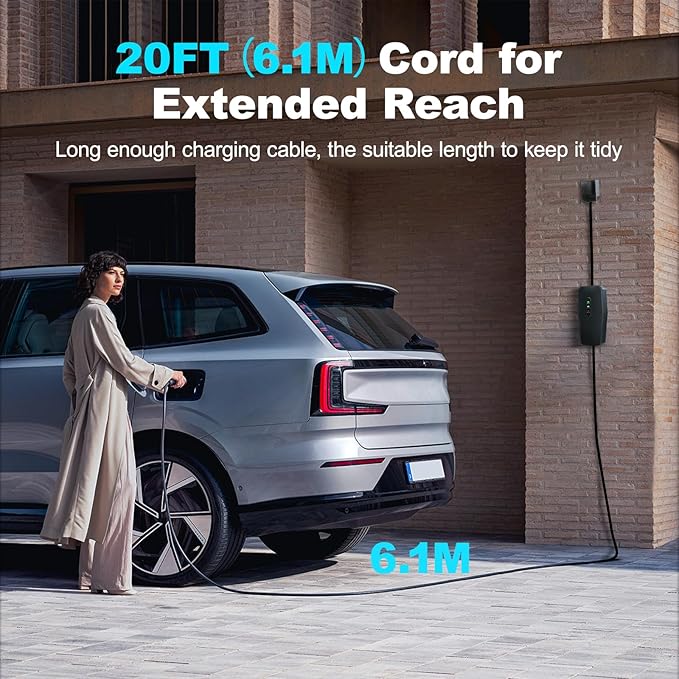 Level 1&2 EV Charger 2026 Upgraded 16A 3.5KW - 20FT Cable & Dual NEMA Adapter (5-15/6-20) - 110V-240V Portable Electric Car Charger for All SAE J1772 EVs