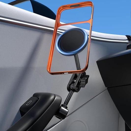 Magnetic Door-Mount Phone Holder for Tesla Model Y/3, Aluminum Alloy Construction, 4D Adjustable Car Mount with Super Magnetism, Original Hole Installation Compatible