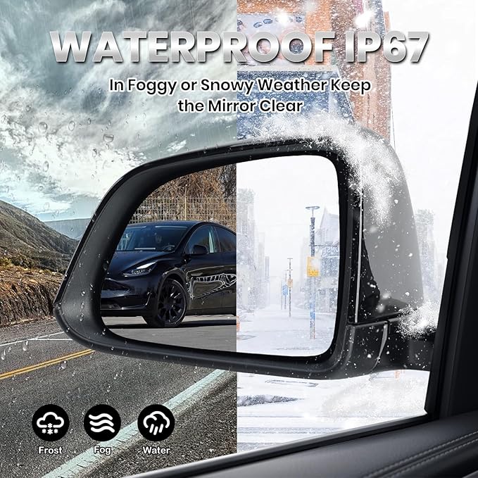 Left Driver Side Mirror Compatible with Tesla Model Y 2020-2024 Replacement 1594111-00-C 159411100C Power Heated Memory 13 Pins (Black)