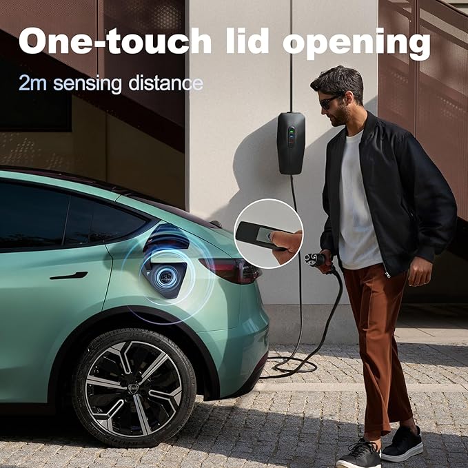 Level 1/2 Tesla Charger 16Amp, Electric Vehicle Portable Charger with 28FT Cable, 3.5KW Home EV Charging Station for All Tesla Models Y/X/3/S,110V-240V, NEMA 6-20 & NEMA 5-15 Plug