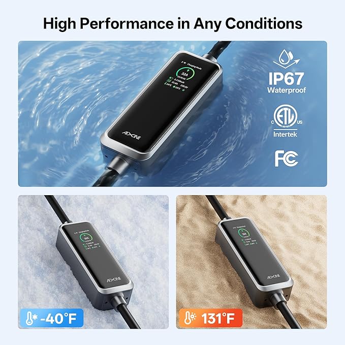 Level 2 EV Charger,Tesla EV Charger NACS 32A with 25FT Extension Cord Cable,Enhanced WiFi Smart App,240V NEMA 14-50 Plug Compatible with All Tesla Models X/Y/3/S,UL,ETL,FCC Certified