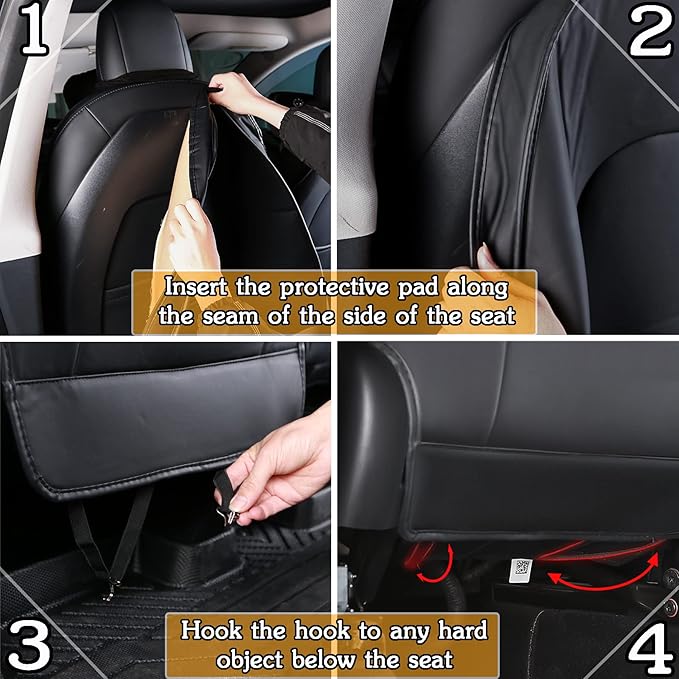 for Tesla Model Y 3 S X (Juniper & Highland Included) Seat Back Kick Protectors for Kids Kick Mats Leather Back Seat Cover Protect from Mud, Stains, Scratches, Set of 2 for Tesla Accessories
