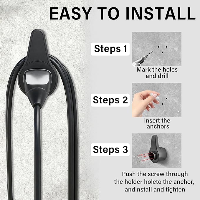 Tesla Car Charger Bracket,Suitable for Tesla Model 3/Y/S/X Charging Cable Wall Mount Bracket,Portable Electric Car Charger Accessory Cable Hook(Suitable for Indoor/Outdoor Use)
