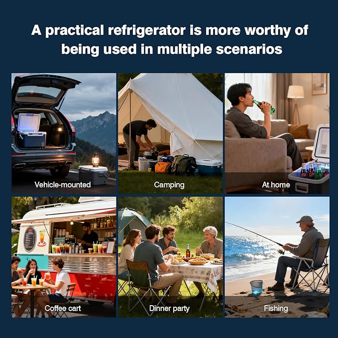 Built-in Car Refrigerator Compatible with Tesla Cybertruck, 26.4Qt/25L Custom-fit Trunk Freezer, APP Control, 12/24V Low-Noise Compressor Cooler, Hidden Electric Fridge for Camping & Road Trips