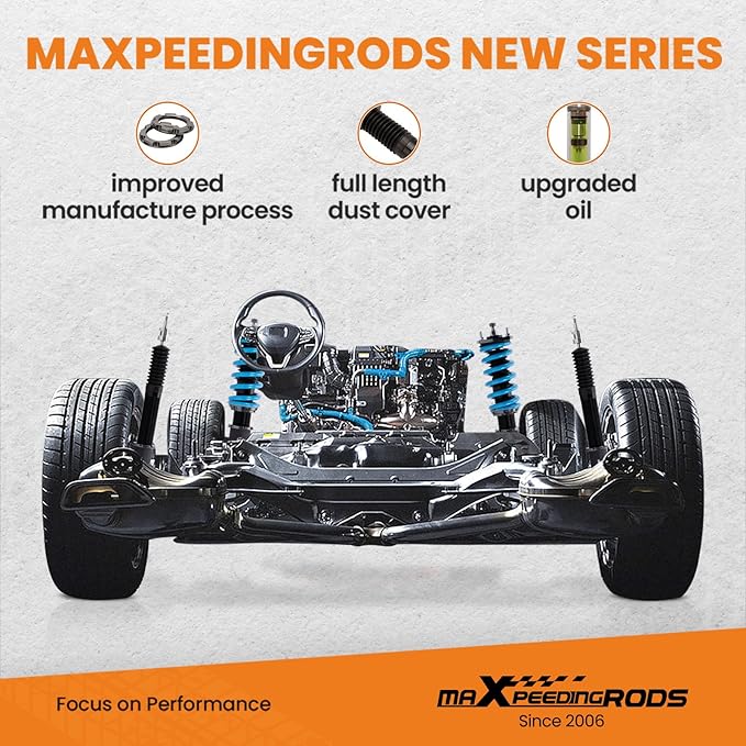 maXpeedingrods Coilovers for Tesla Y AWD 2020+, 24 Level Damper Adjustable Coilovers Suspension Kit Strut, Height Adjustable Shock Absorber, T6 Upgraded Lowering Kit Blue