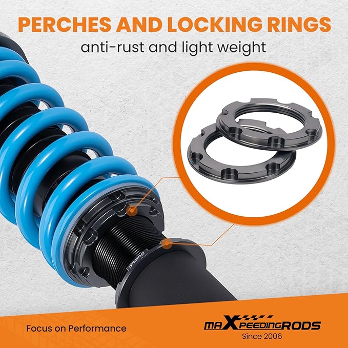 maXpeedingrods Coilovers for Tesla Y AWD 2020+, 24 Level Damper Adjustable Coilovers Suspension Kit Strut, Height Adjustable Shock Absorber, T6 Upgraded Lowering Kit Blue