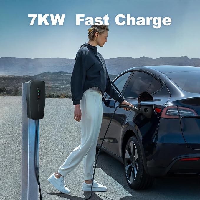 Level 2 Tesla Charger 32Amp, 7KW Electric Vehicle Portable Charger with 28FT Cable, Home EV Charging Station for All Tesla Models Y/X/3/S, 240V NEMA 14-50 Plug