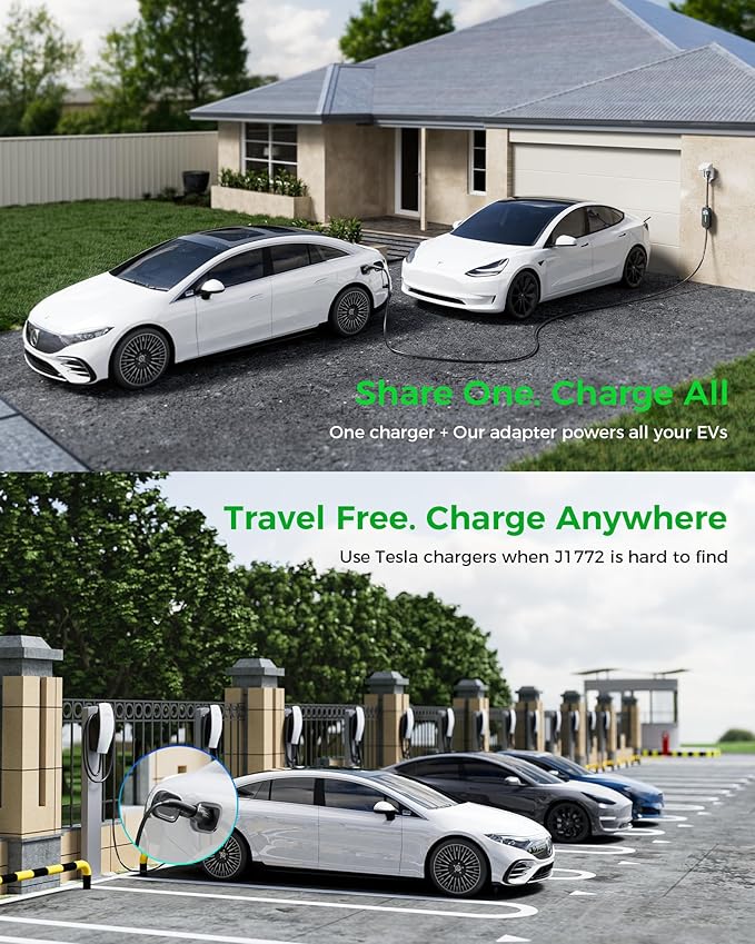 Raylix Tesla to J1772 Adapter (Max 80A, 250V) [for J1772 Electric Vehicles] Tesla Charger Adapter, NACS to J1772 Adapter Compatible with Tesla Wall Connector Destination Mobile Charger