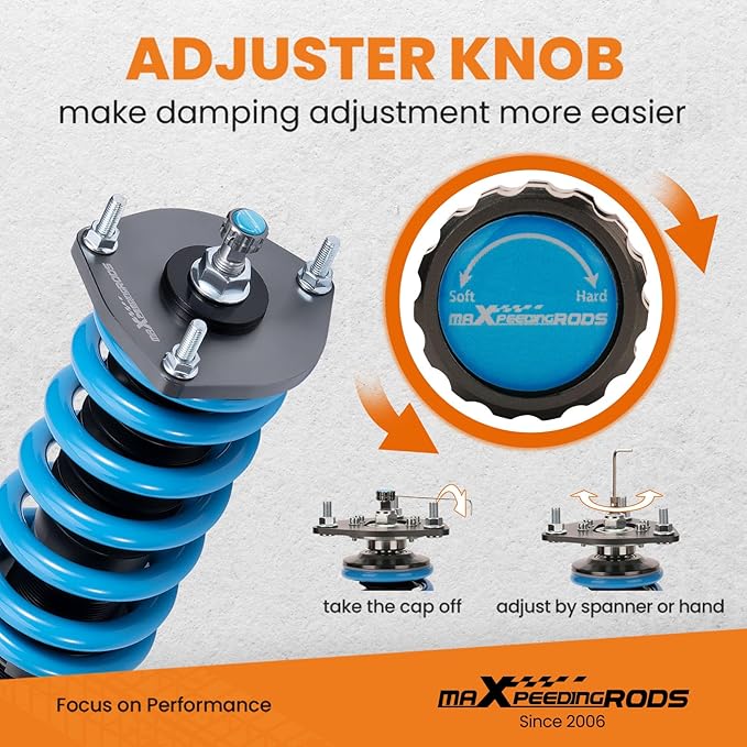 maXpeedingrods Coilovers for Tesla Y AWD 2020+, 24 Level Damper Adjustable Coilovers Suspension Kit Strut, Height Adjustable Shock Absorber, T6 Upgraded Lowering Kit Blue