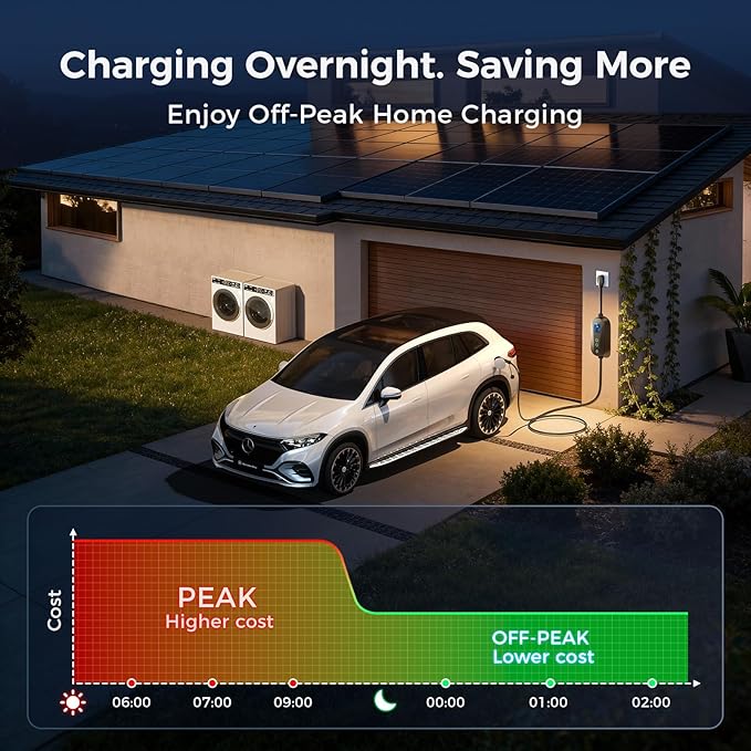 Level 1&2 Portable EV Charger, (16A/12A, 240V-110V), Adjustable Current/Timer J1772 Home Charger, NEMA 6-20 & 5-15 Plug, 21FT EV Charging Cable, J1772 Connector for SEA J1772 EVs/PHEVs