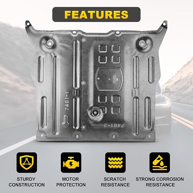 Front Skid Plate Compatible with 2017-2025 Tesla Model 3 & 2020-2025 Tesla Model Y, Under Motor Guard Splash Shield Cover with Install Accessories