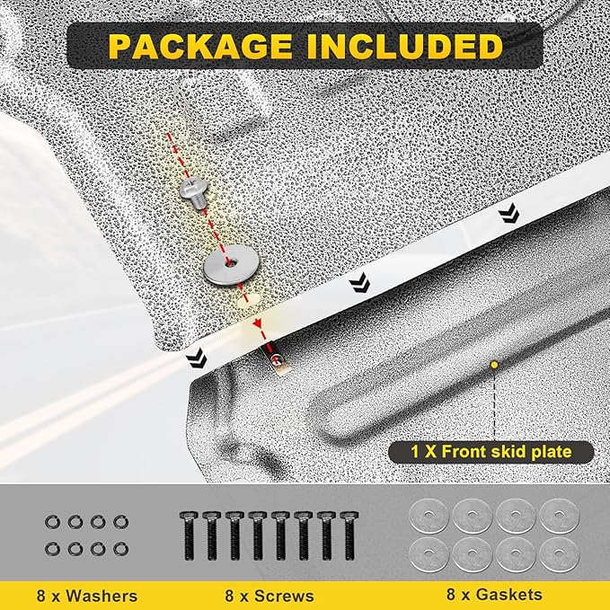 Front Skid Plate Compatible with 2017-2025 Tesla Model 3 & 2020-2025 Tesla Model Y, Under Motor Guard Splash Shield Cover with Install Accessories