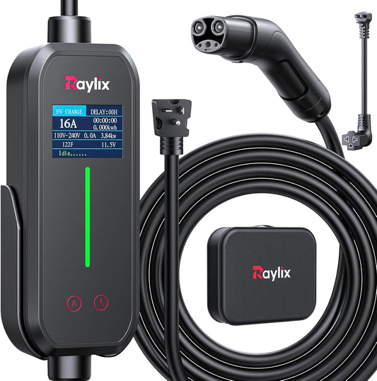 2026 Upgraded Level 1&2 Tesla Mobile Charger, 8-16Amp Adjustable Current & Timer, 110V–240V, NEMA 5-15 & 6-20 Plug, 21Ft Tesla Charging Cable, Mobile Connector for Tesla Model Y/3/X/S/Cybertruck