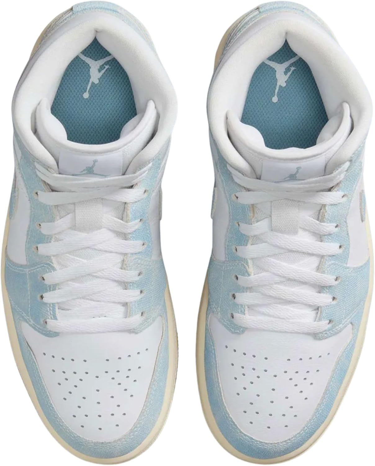 Women'S Air Jordan 1 Mid SE White/Worn Blue-Sail-Gum Light Brown