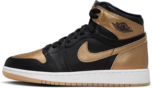 Air Jordan 1 High OG Black and Gold Big Kids Shoes (Black/Sail/Metallic Gold, FD1437-071)