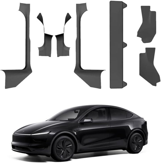 For 2025+ Tesla Model Y Juniper 7PCS TPE Door Threshold Strip & Center Console Saddle Side Protectors & 2Nd Row Seat Lower Protector Anti-Dust Pads 2025 2026 Model Y Juniper Accessories