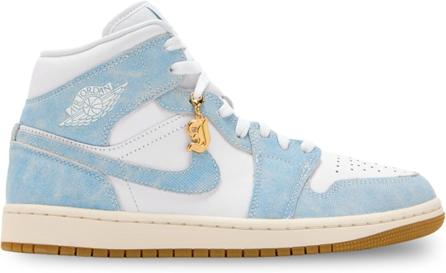 Women'S Air Jordan 1 Mid SE White/Worn Blue-Sail-Gum Light Brown