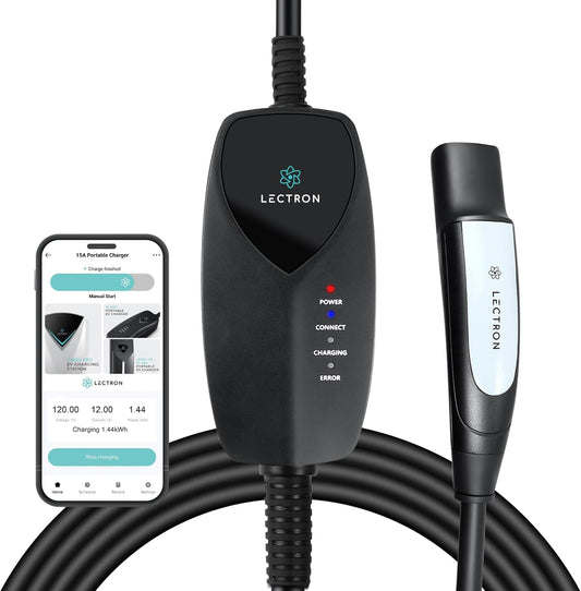 Level 1 Tesla Charger (Wifi) with App Control - 12 Amp, 120V, NEMA 5-15 Plug, 16Ft Extension Cable NACS Connector, Portable Home Electric Car EV Charger for All Tesla/Nacs Evs